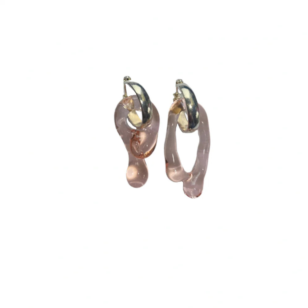 Drip Charm Hoops - Clear Pink