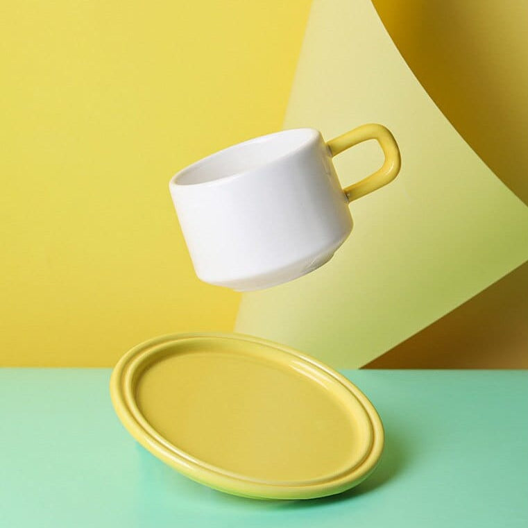 Gohobi Cup and Saucer Set - Yellow/White