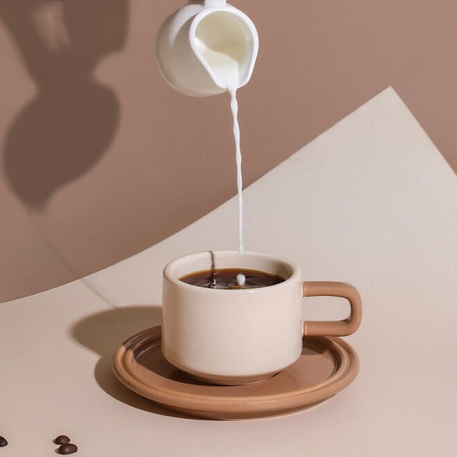 Gohobi Cup and Saucer Set - Brown/Beige