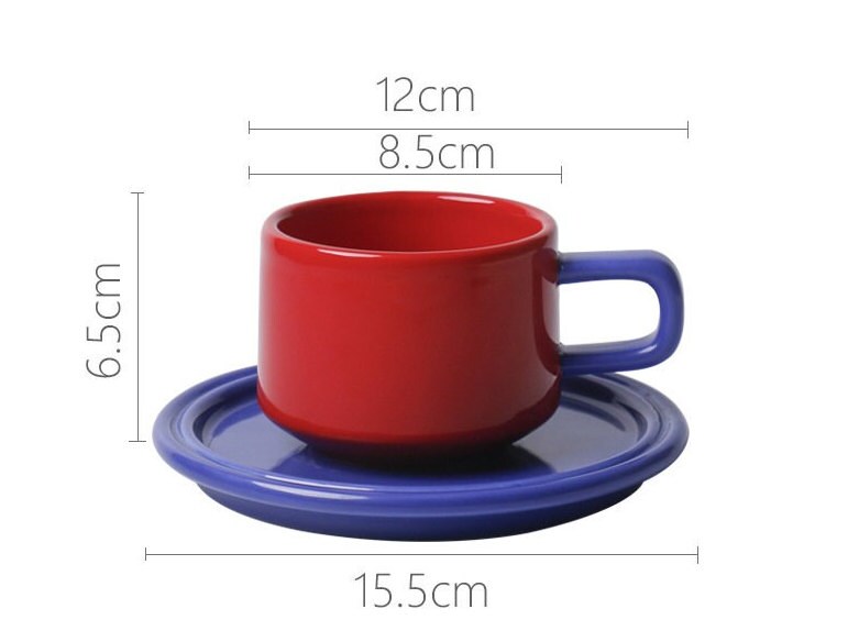 Gohobi Cup and Saucer Set - Red/Dark Blue